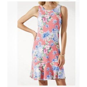 Tommy Bahama Dress M Medium Light Pomodoro Darcy Manta Bay Flounce $159